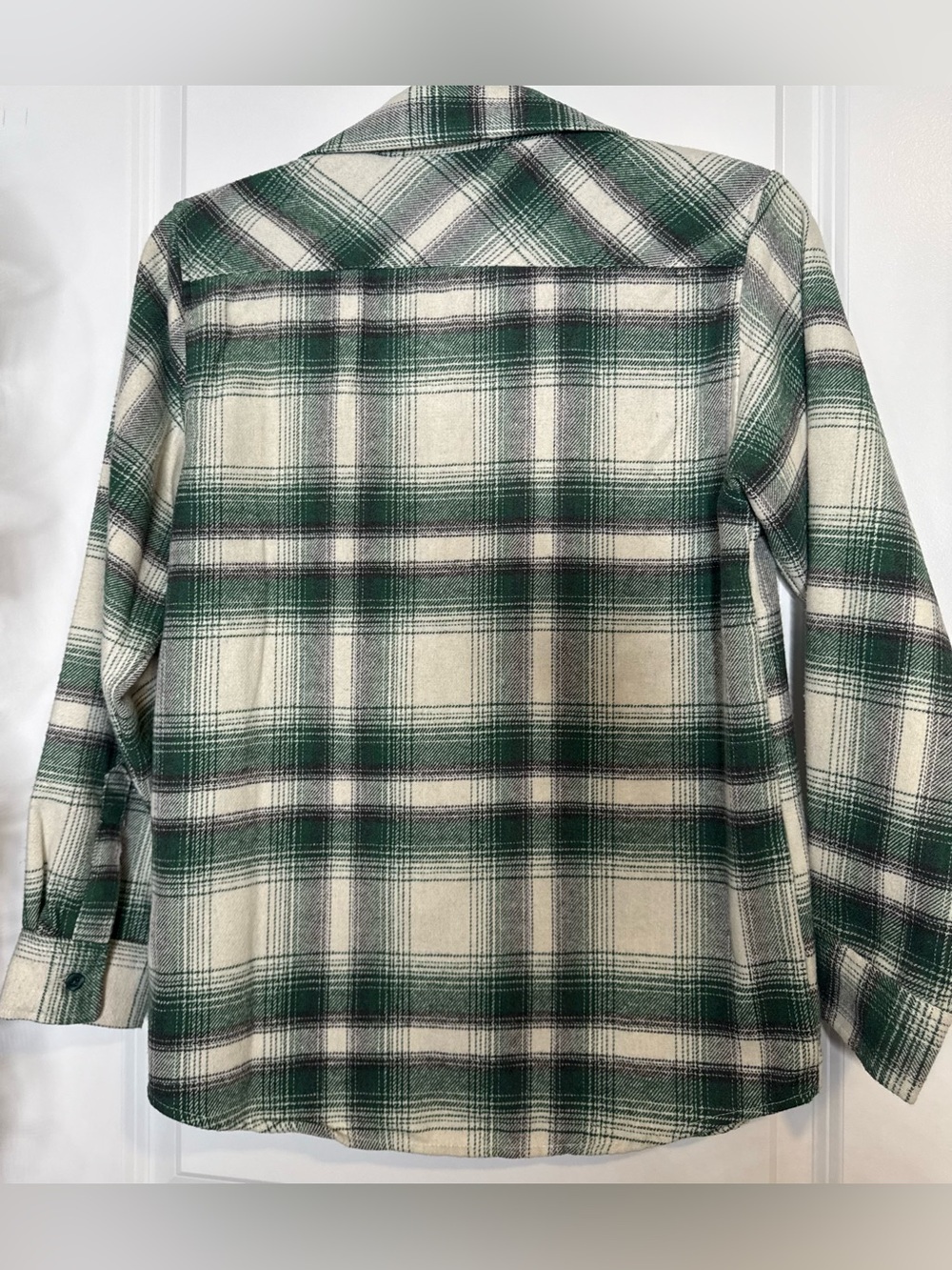 Eight Avenue Green Plaid Button-Up long sleeve Shirt size 14 cotton blend boxy - Picture 6 of 6